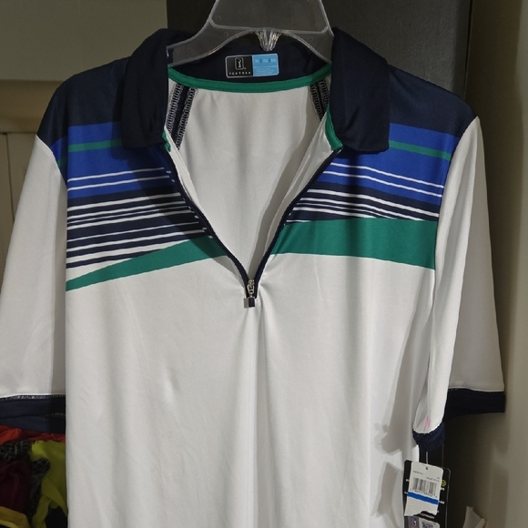 PGA Tour Other - PGA Tour White and Blue Polo with Athletic Fabric